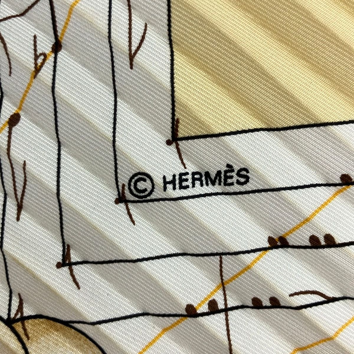 Hermes Scarf Carre Plisee Yellow Brown Multi la Musique Des Spheres — view 2