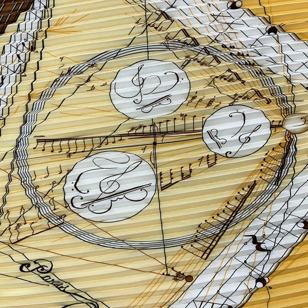 Hermes Scarf Carre Plisee Yellow Brown Multi la Musique Des Spheres — view 4