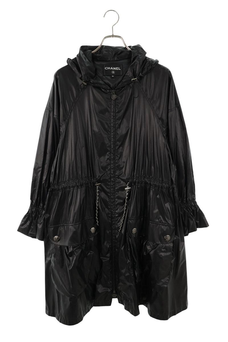 Chanel CC Logo Button Gabrielle Chain Nylon Coat 36