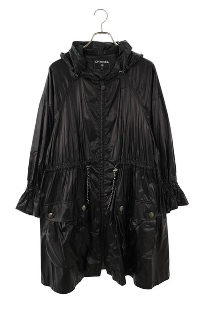 Chanel CC Logo Button Gabrielle Chain Nylon Coat 36