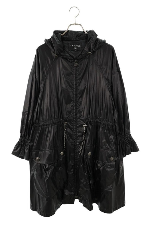 Chanel CC Logo Button Gabrielle Chain Nylon Coat 36