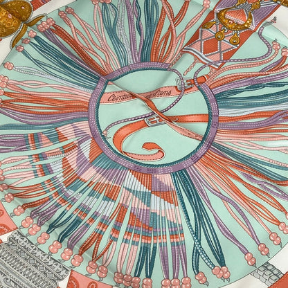 Hermes Scarf Carre 90 White Light Green Multi Ceintures Et Liens — view 4