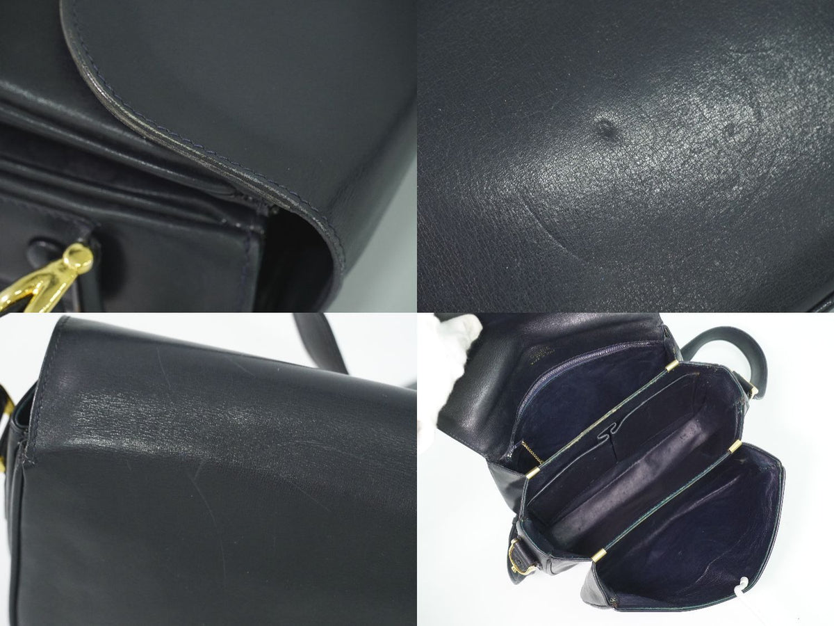 Celine Carriage Shoulder Bag Leather Navy — view 8