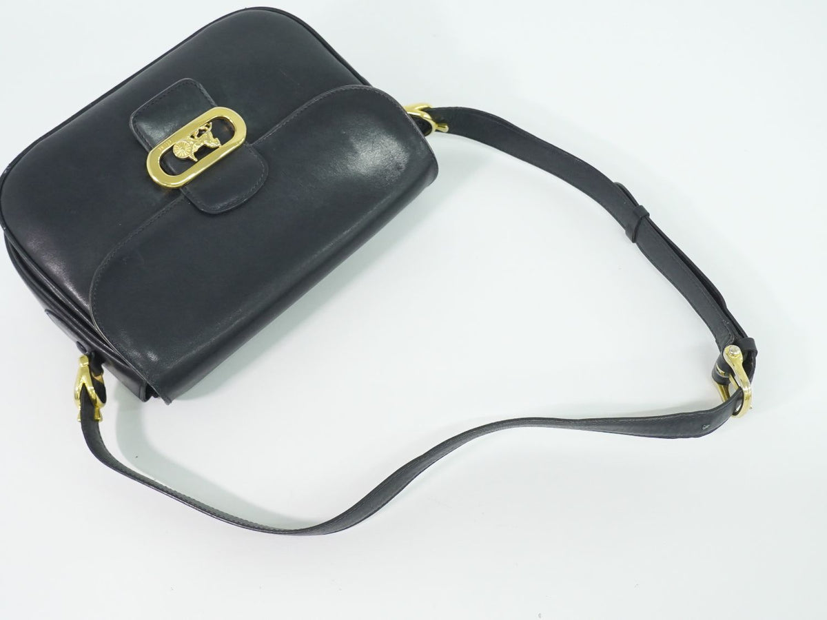Celine Carriage Shoulder Bag Leather Navy — view 4