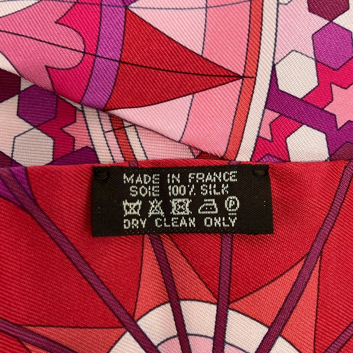 Hermes Scarf Twill Pink Red Purple Ribbon Rose de Comaps Compass 2015.02 Silk — view 3