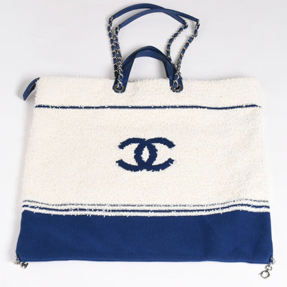Chanel Tote Bag Pile Large Shopping White Blue — view 2