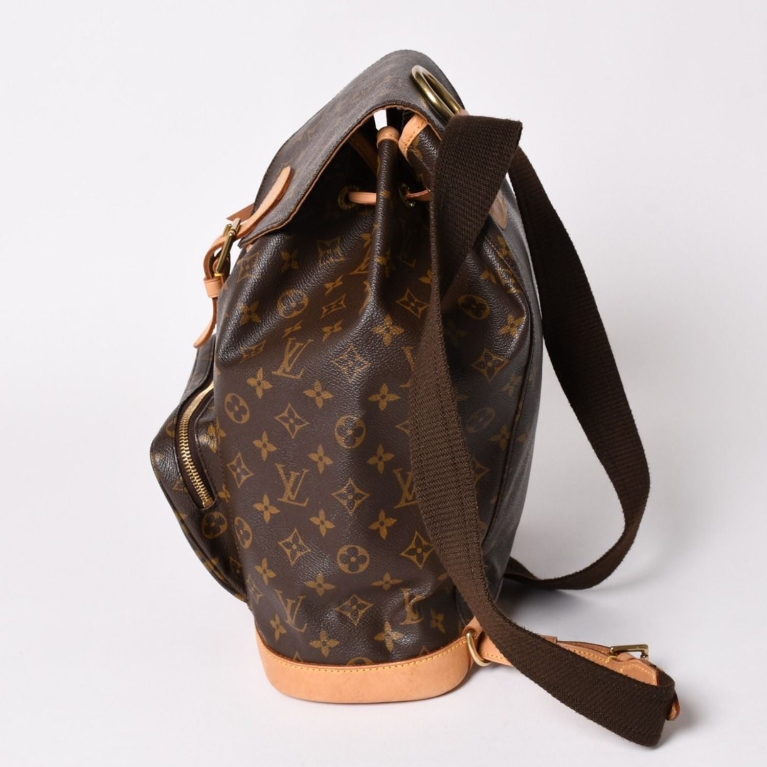 Louis Vuitton Monogram Montsouris GM Vachetta Leather Gold Backpack — view 4