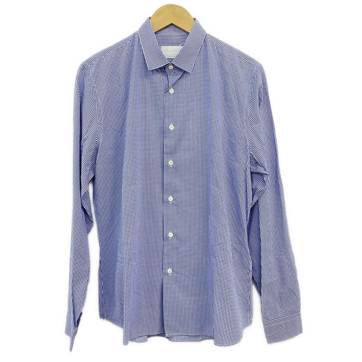 Prada Long Sleeve Shirt 42 XS Blue White Plaid Pattern