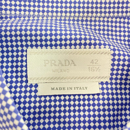 Prada Long Sleeve Shirt 42 XS Blue White Plaid Pattern — view 3