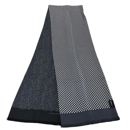 Hermes Scarf Dark Navy White Dark Gray Plaid Chaine D'ancre Chain Reversible