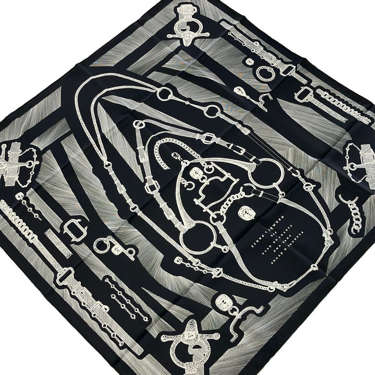 Hermes Scarf Carre 90 Black Ivory Planche D E'tvde Povr Vne Parvre de Gala
