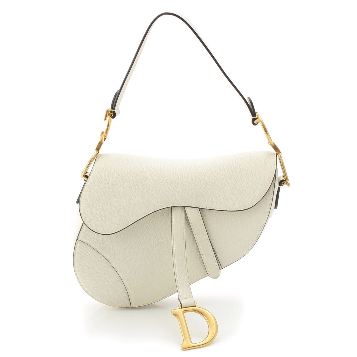 Dior Leather Saddle Bag Shoulder White Latte