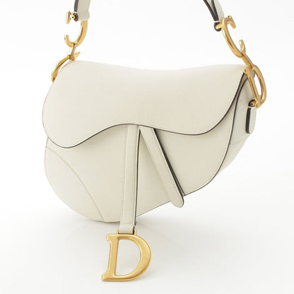 Dior Leather Saddle Bag Shoulder White Latte — view 2