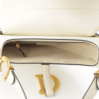 Dior Leather Saddle Bag Shoulder White Latte — view 6