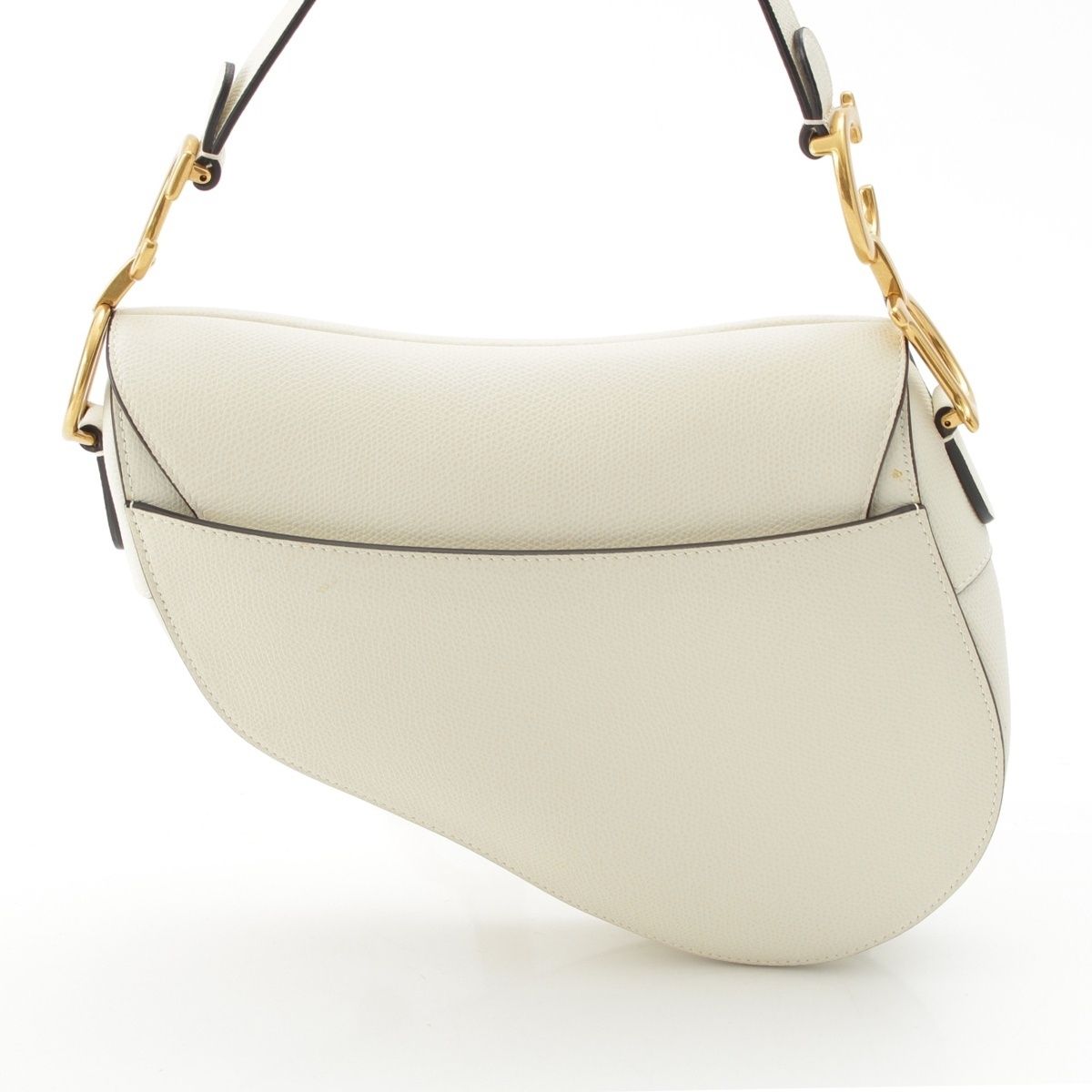 Dior Leather Saddle Bag Shoulder White Latte — view 4