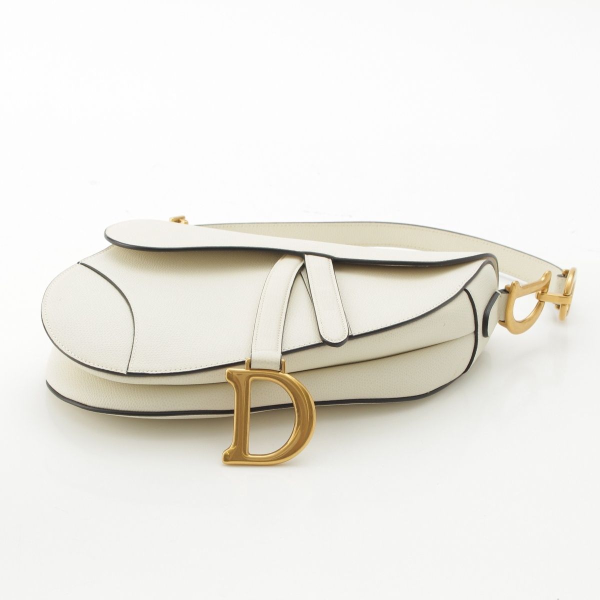 Dior Leather Saddle Bag Shoulder White Latte — view 5