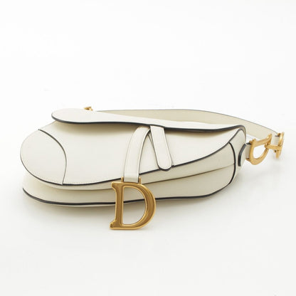 Dior Leather Saddle Bag Shoulder White Latte — view 5