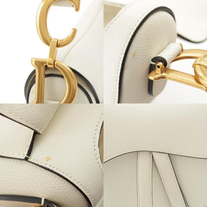 Dior Leather Saddle Bag Shoulder White Latte — view 8