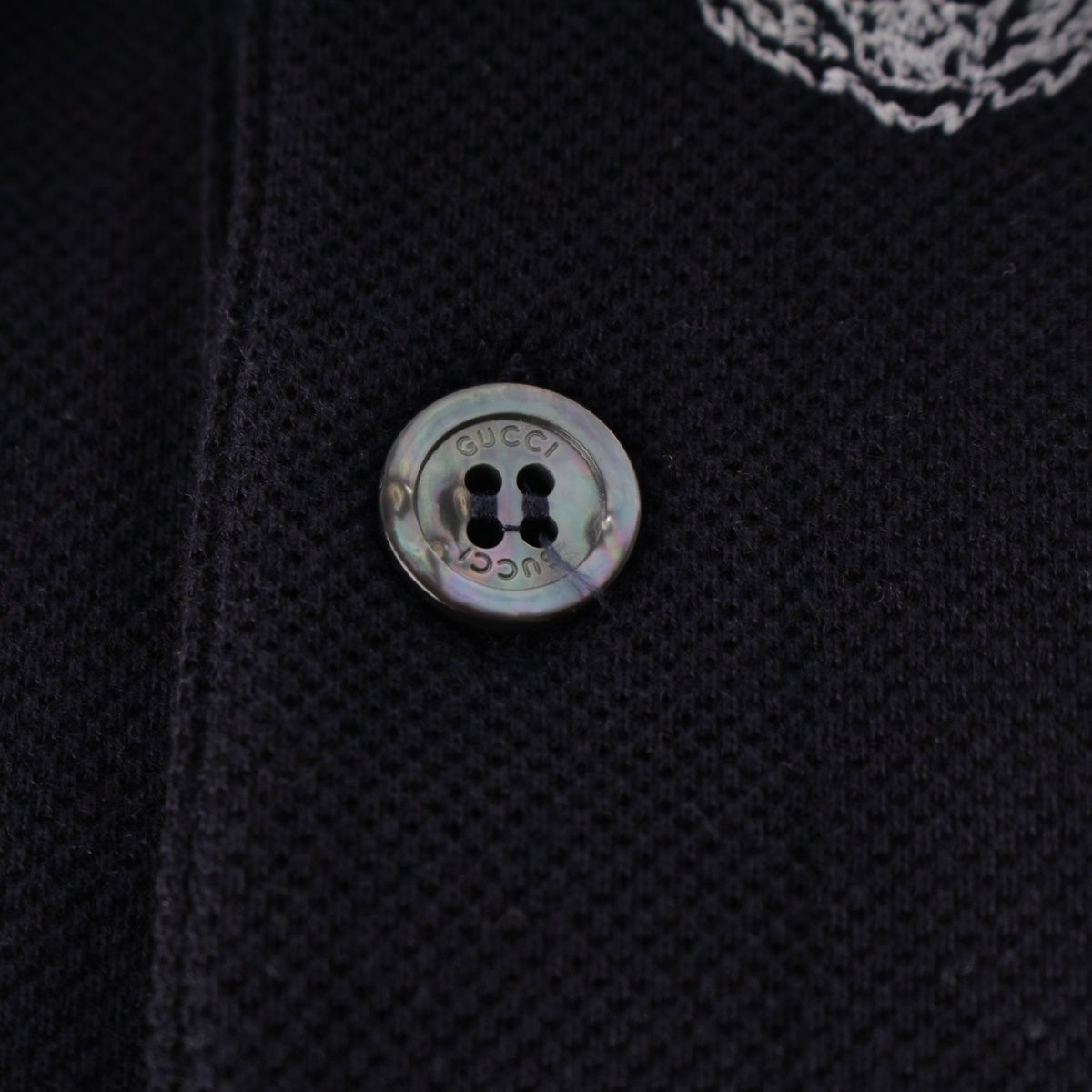 Gucci Cotton Tiger Pattern Short Sleeve Polo Shirt Navy — view 8