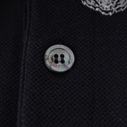 Gucci Cotton Tiger Pattern Short Sleeve Polo Shirt Navy — view 8