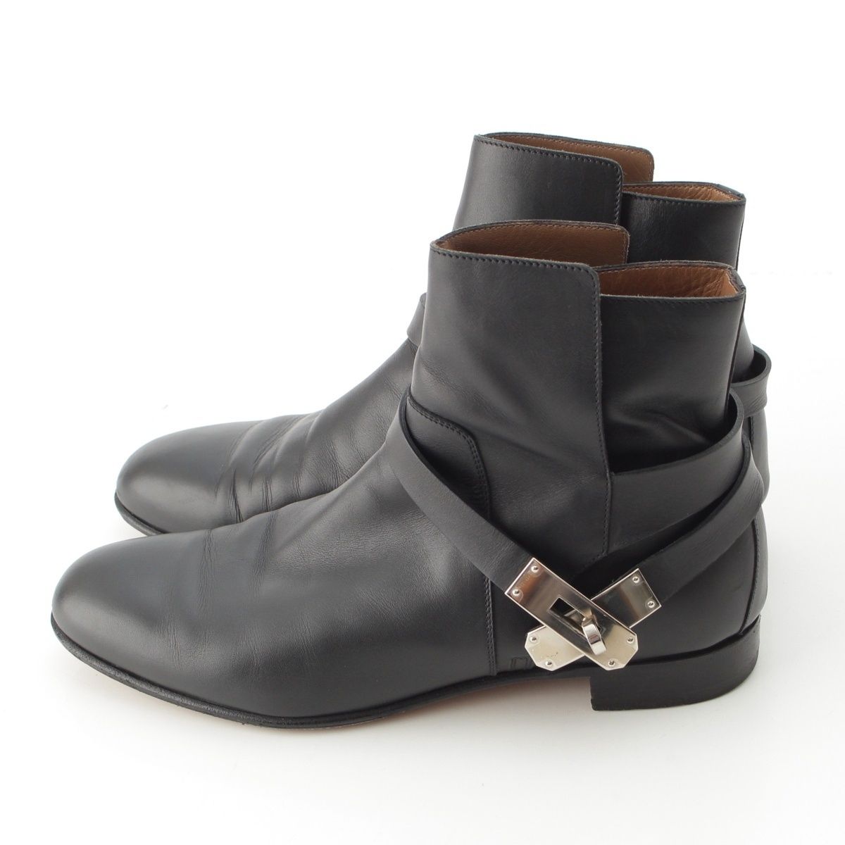 Hermes Neo Kelly Leather Silver Boots Shoes Shorts Black Brown 38 — view 3