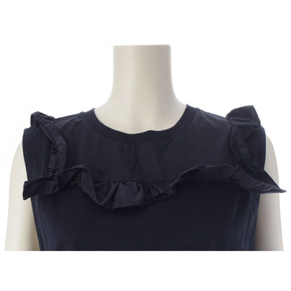 Prada Cotton Ruffle Ribbon Sleeveless Dress Navy XL — view 5