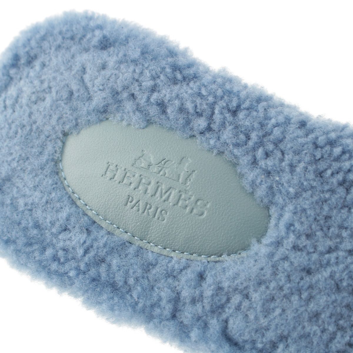 Hermes Fleece Oran Motif Sandals Blue — view 7