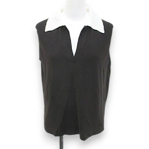 Hermes Vest Sleeveless Knit Sweater Brown