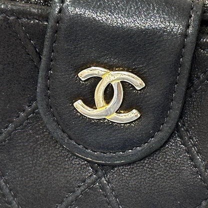 Chanel Wallet Bicolor Bifold Lambskin Black Gold Quilted Adult Logo — view 8