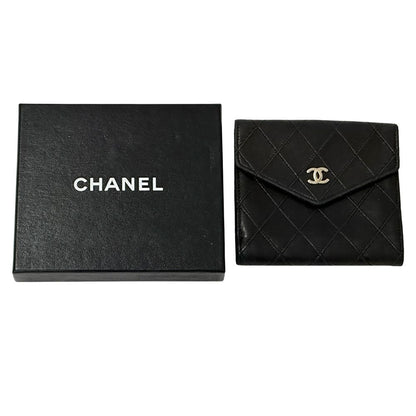 Chanel Wallet Bicolor Bifold Lambskin Black Gold Quilted Adult Logo — view 7