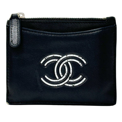 Chanel Wallet Coin Case CC Logo Leather Black Mini Small Compact