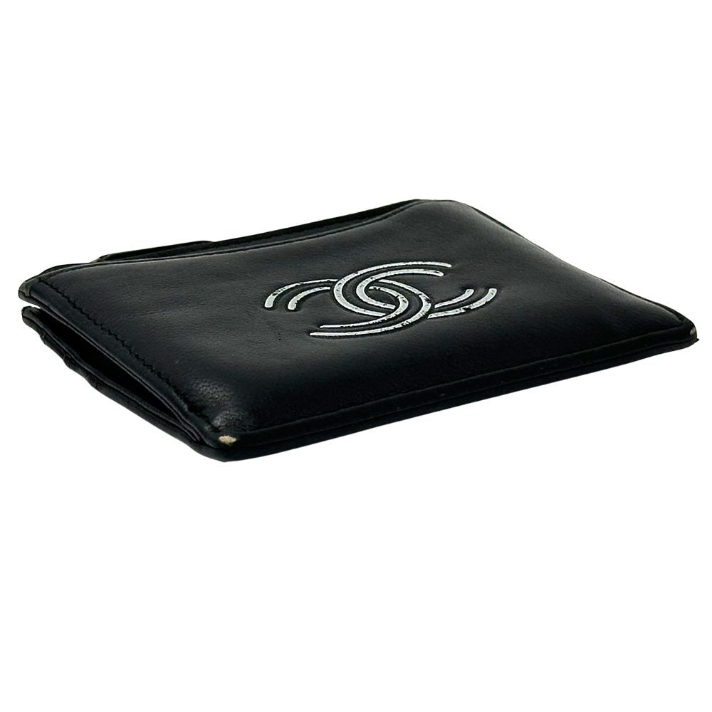Chanel Wallet Coin Case CC Logo Leather Black Mini Small Compact — view 3
