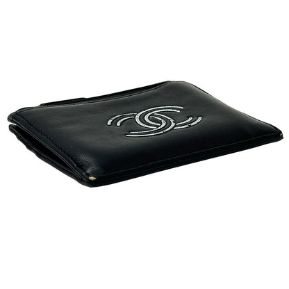 Chanel Wallet Coin Case CC Logo Leather Black Mini Small Compact — view 3
