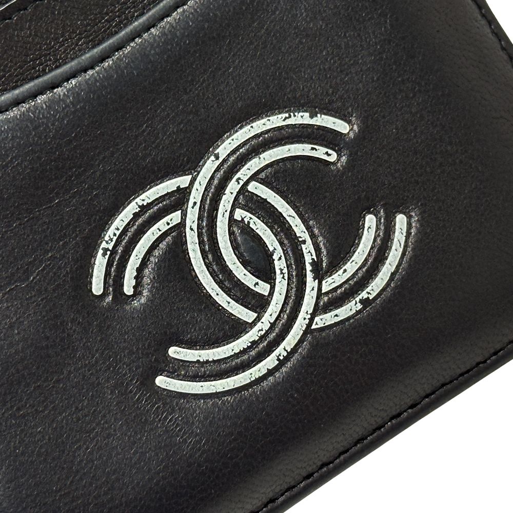 Chanel Wallet Coin Case CC Logo Leather Black Mini Small Compact — view 7