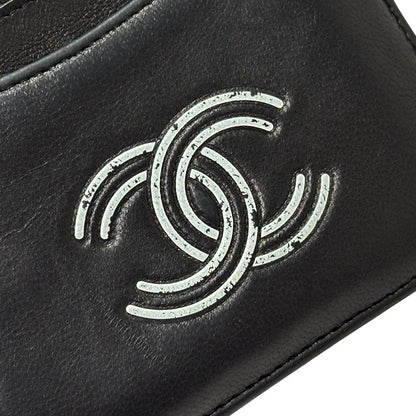 Chanel Wallet Coin Case CC Logo Leather Black Mini Small Compact — view 7