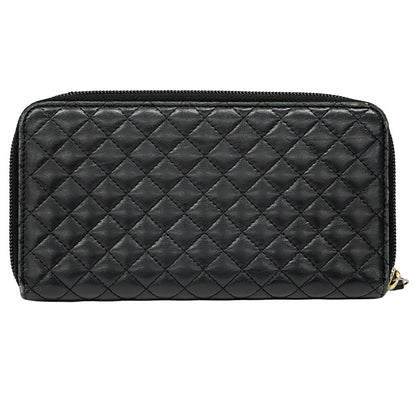 Chanel Wallet Micro Quilted Lambskin Black Gold Zip Around — view 2