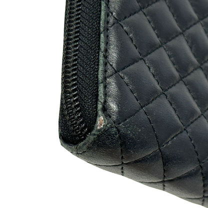 Chanel Wallet Micro Quilted Lambskin Black Gold Zip Around — view 8