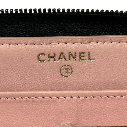 Chanel Wallet Micro Quilted Lambskin Black Gold Zip Around — view 6