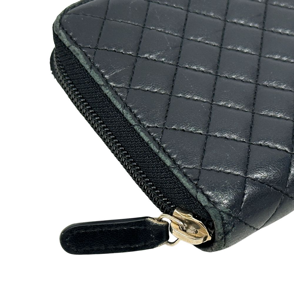 Chanel Wallet Micro Quilted Lambskin Black Gold Zip Around — view 7