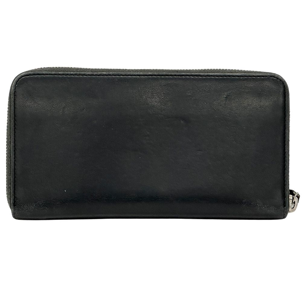 Chanel Wallet CC Logo Lambskin Black Silver Zip Around Studs — view 2