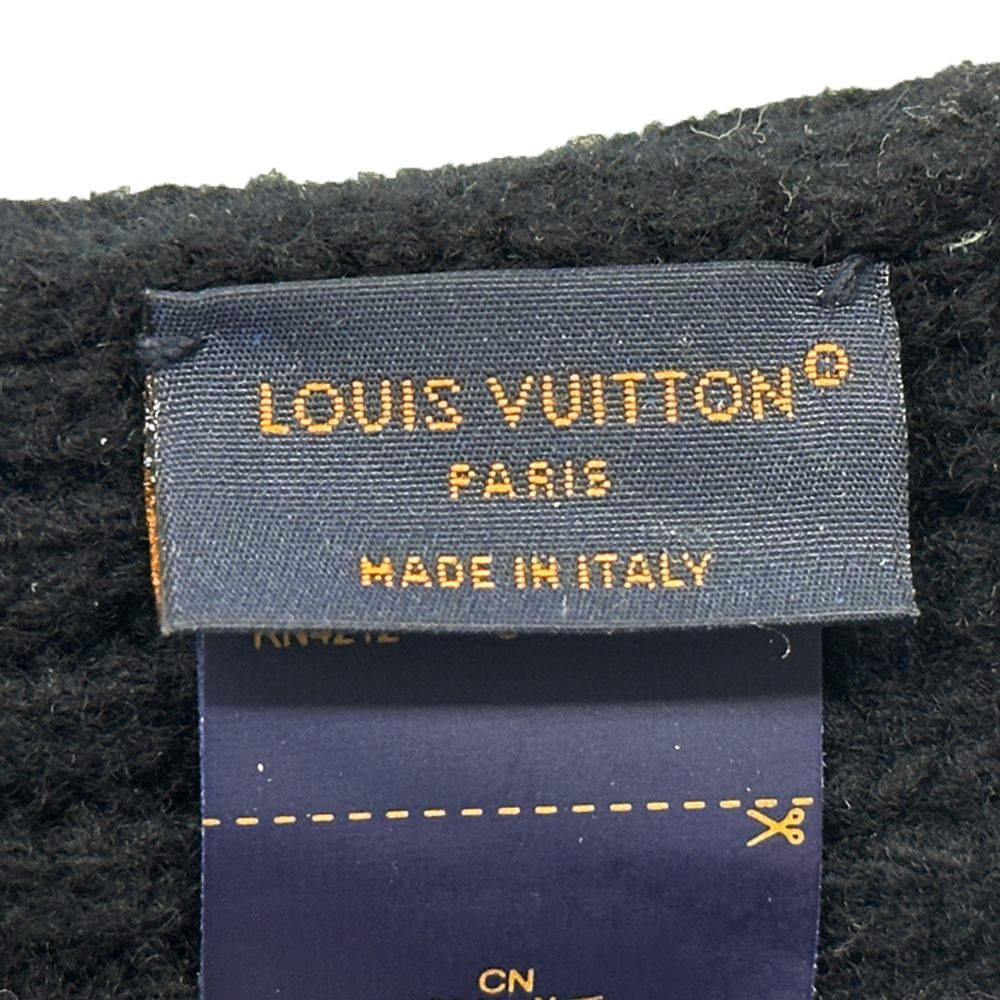 Louis Vuitton Knit Cap Wool Vini LV Head Line Black White — view 4