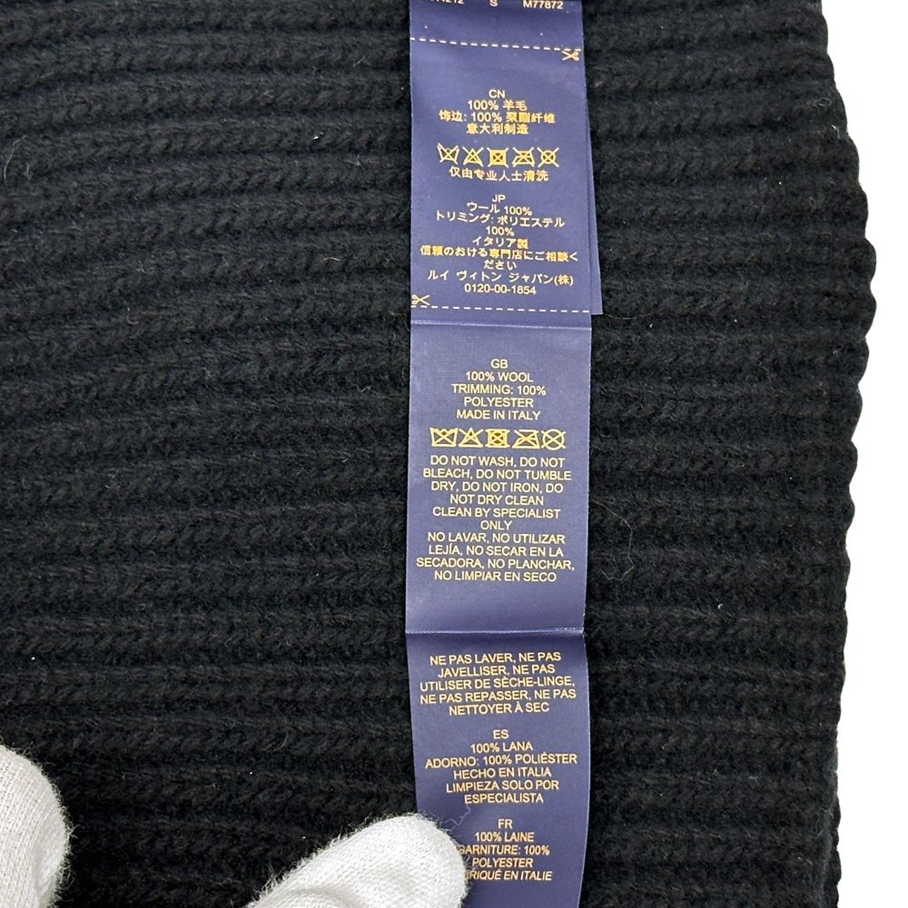 Louis Vuitton Knit Cap Wool Vini LV Head Line Black White — view 5