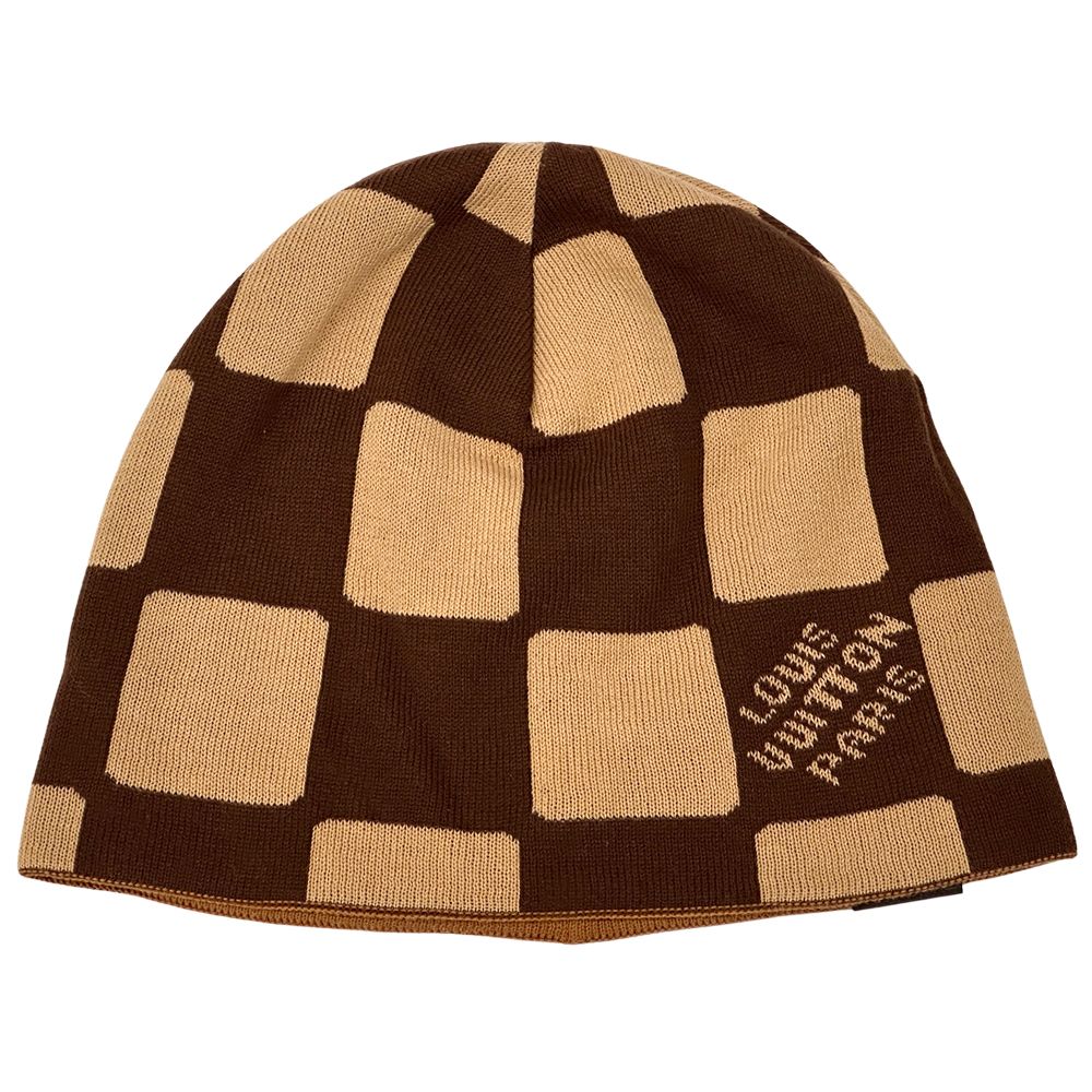 Louis Vuitton Knit Cap Damier Cotton Beanie LV Fit Friendship Brown