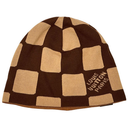 Louis Vuitton Knit Cap Damier Cotton Beanie LV Fit Friendship Brown