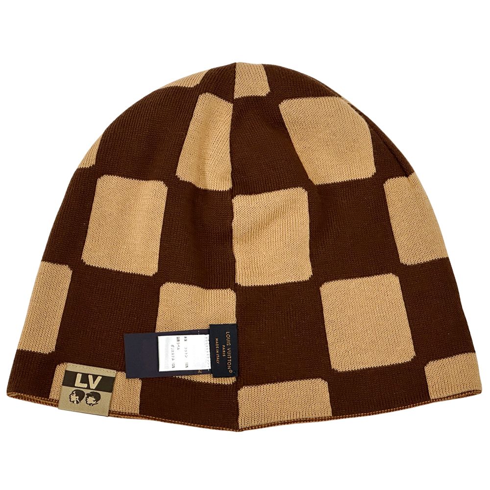 Louis Vuitton Knit Cap Damier Cotton Beanie LV Fit Friendship Brown — view 2