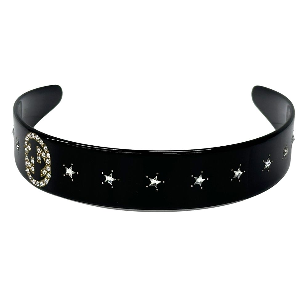 Gucci Headband Crystal Interlocking Plastic Rhinestone Black Going Out Gorgeous — view 4