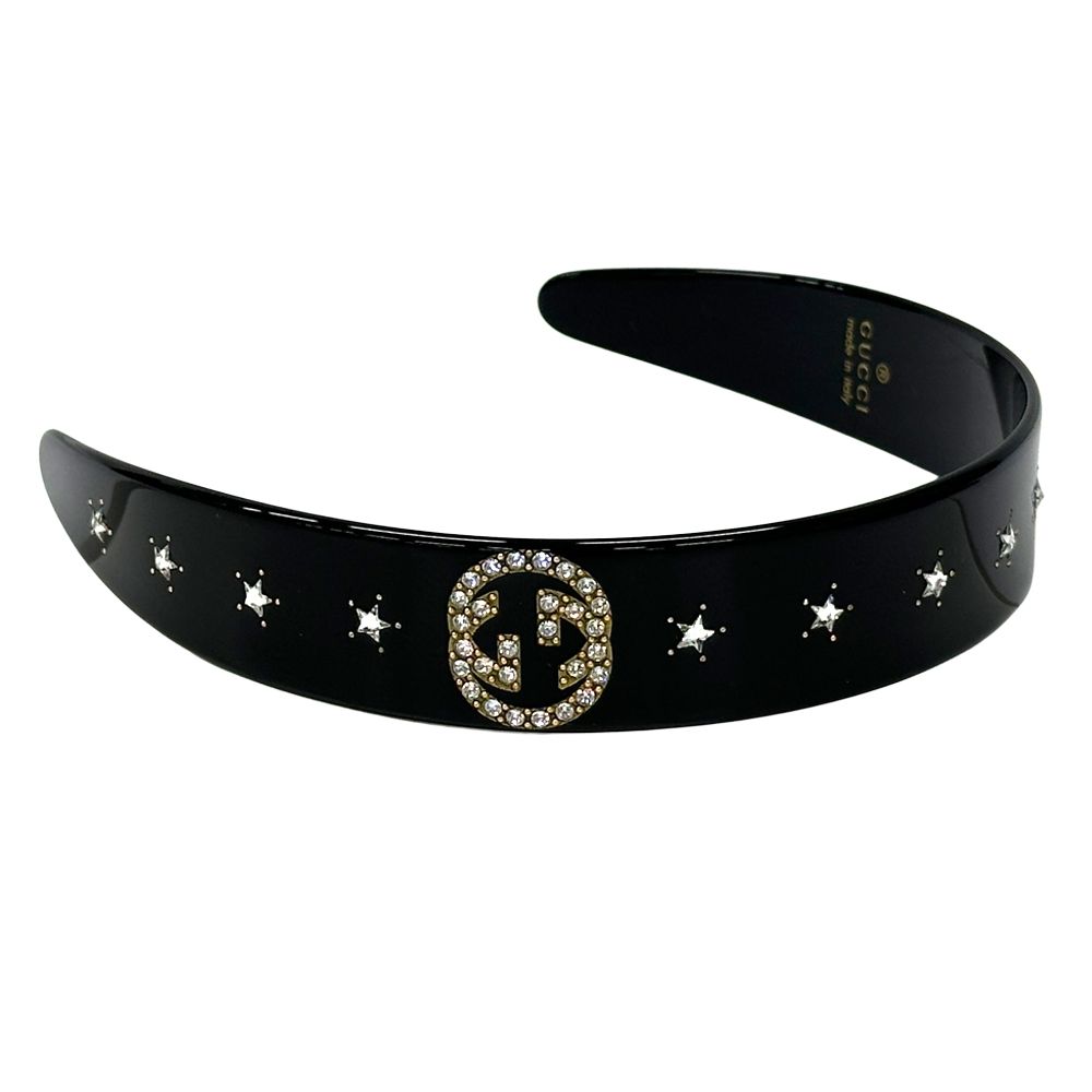 Gucci Headband Crystal Interlocking Plastic Rhinestone Black Going Out Gorgeous — view 2