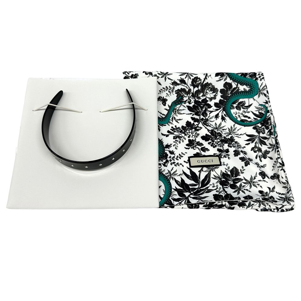 Gucci Headband Crystal Interlocking Plastic Rhinestone Black Going Out Gorgeous — view 7