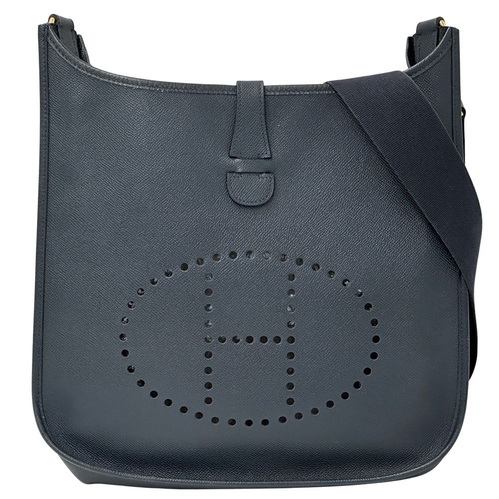 Hermes Evelyne 1 Shoulder Bag Veau Epsom Blue Navy Gold