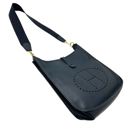 Hermes Evelyne 1 Shoulder Bag Veau Epsom Blue Navy Gold — view 4